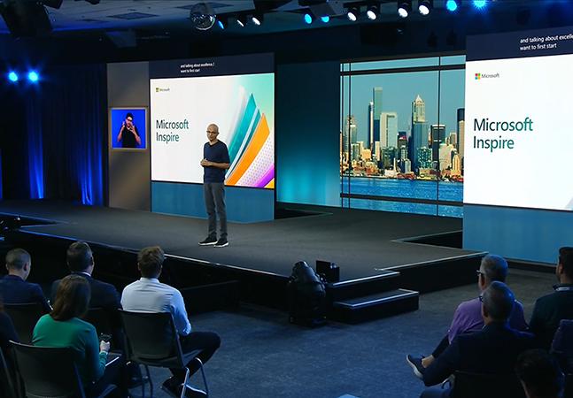 Satya Nadella na konferencji Microsoft Isnpire mówi o Azure AI